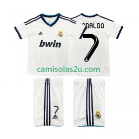 Camisolas de futebol Real Madrid Cristiano Ronaldo 7 2012 2013 Retro Criança Equipamento Principal Manga Curta